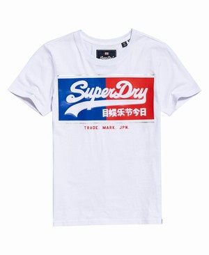 Superdry Vintage Logo Block Embossed Női Pólók Fehér/Kék/Piros | SRUAC3758